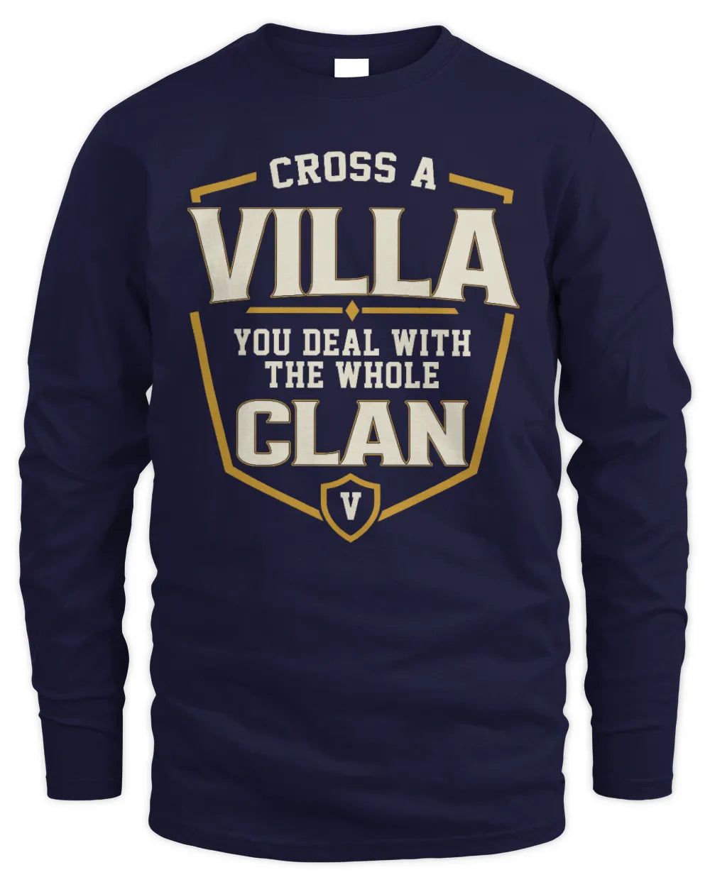 VILLA NT1-K008 Cross A/An NAME, You Deal With the Whole Clan | Personalized Vintage T-Shirt - Men's Long Sleeved T-Shirt - Navy