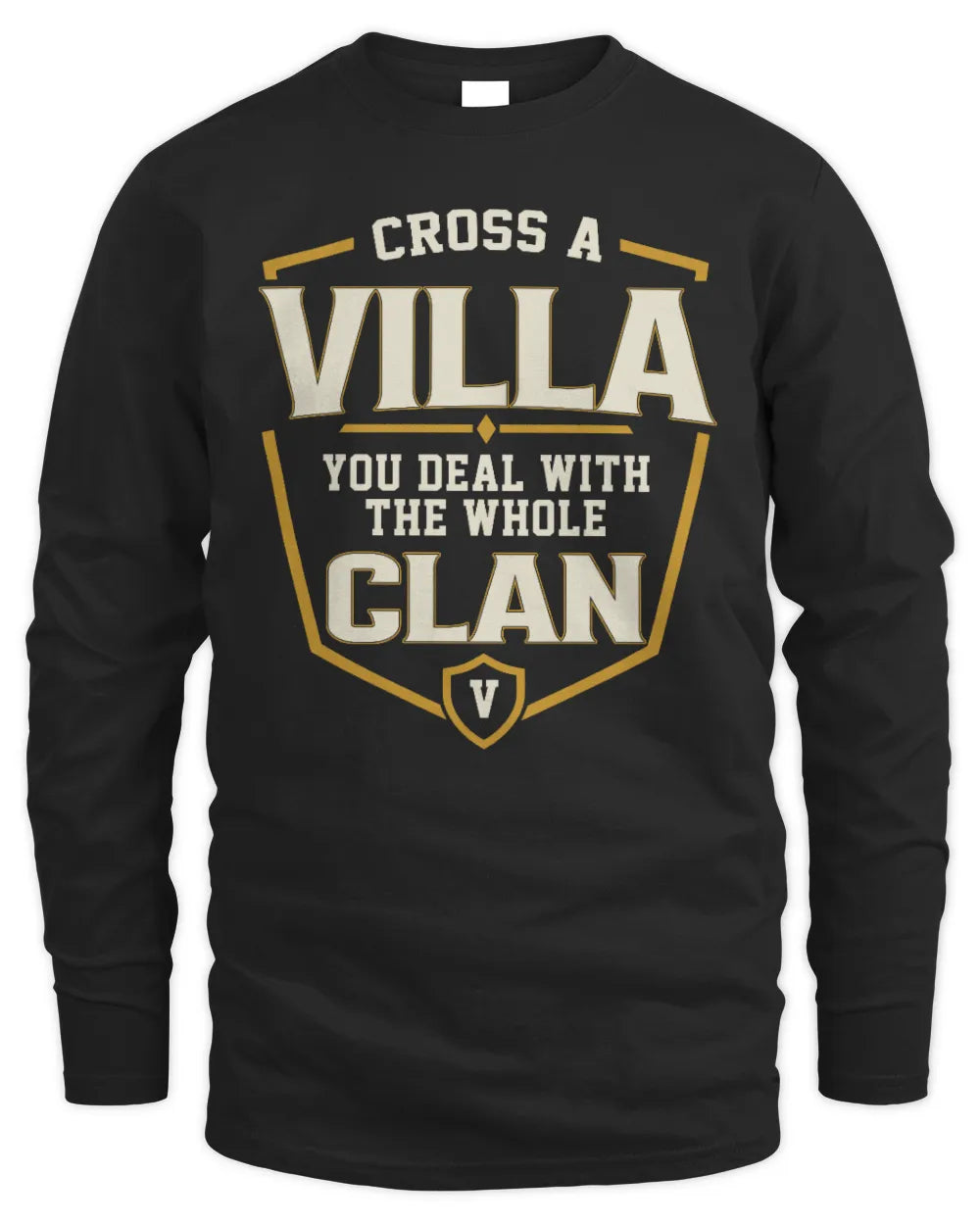 VILLA NT1-K008 Cross A/An NAME, You Deal With the Whole Clan | Personalized Vintage T-Shirt - Men's Long Sleeved T-Shirt - Black