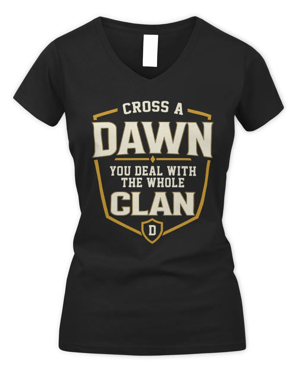 DAWN NT1-K008 Cross A/An NAME, You Deal With the Whole Clan | Personalized Vintage T-Shirt - Women's V-Neck T-Shirt - Black
