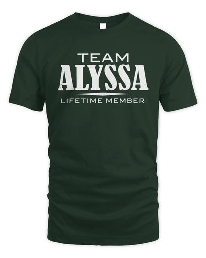 ALYSSA BL62-K4-128 - Personalized “Team NAME Lifetime Member” - Unisex Standard T-Shirt - Forest Green