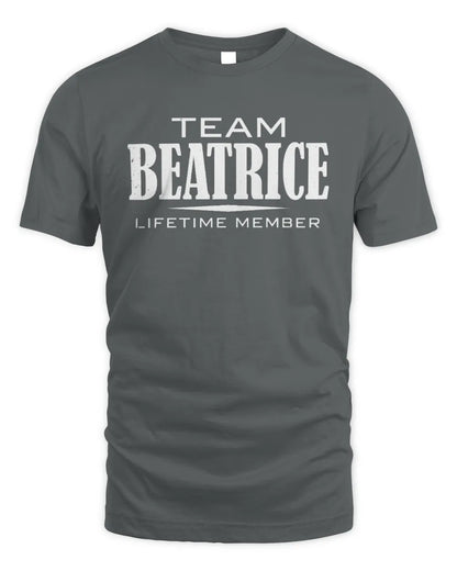 BEATRICE BL62-K4-128 - Personalized “Team NAME Lifetime Member” - Unisex Standard T-Shirt - Charcoal