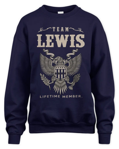 LEWIS TP06-K82 – Personalized Classic Style Apparel “Team NAME Lifetime Member” - Unisex Sweatshirt - Navy