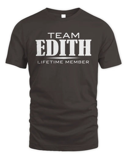 EDITH BL62-K4-128 - Personalized “Team NAME Lifetime Member” - Unisex Standard T-Shirt - Dark Chocolate