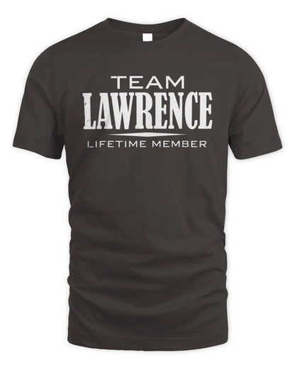 LAWRENCE BL62-K4-128 - Personalized “Team NAME Lifetime Member” - Unisex Standard T-Shirt - Dark Chocolate