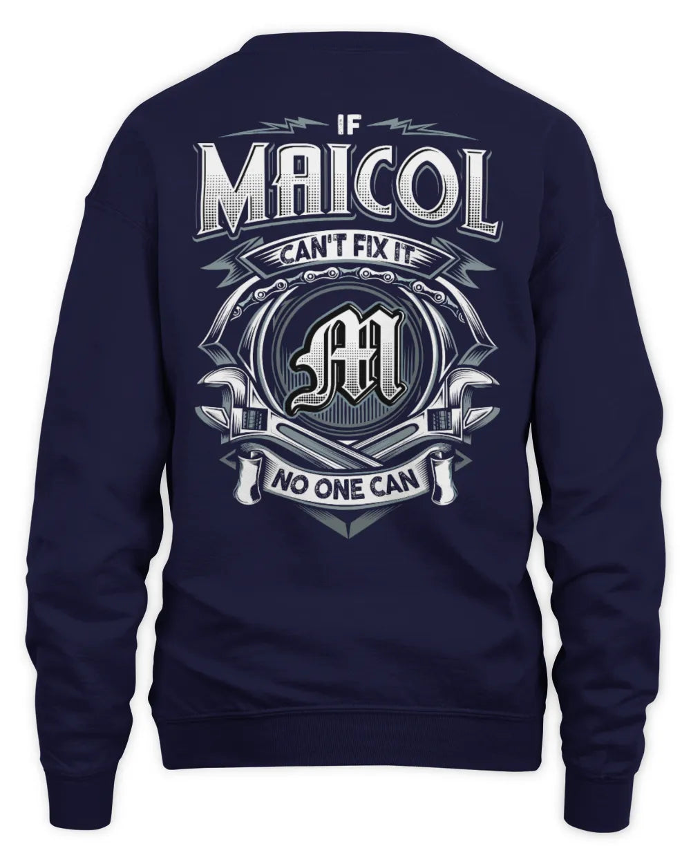 MAICOL AP81-K4-626 - Personalized Ahmed Quote Apparel “If Ahmed Can't Fix It, No One Can” - Unisex Sweatshirt - Navy