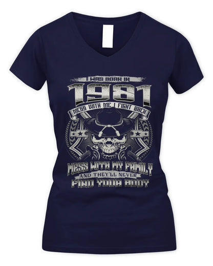 1981 HH89-K2 – Protective Family Quote T-Shirt - Women's V-Neck T-Shirt - Navy