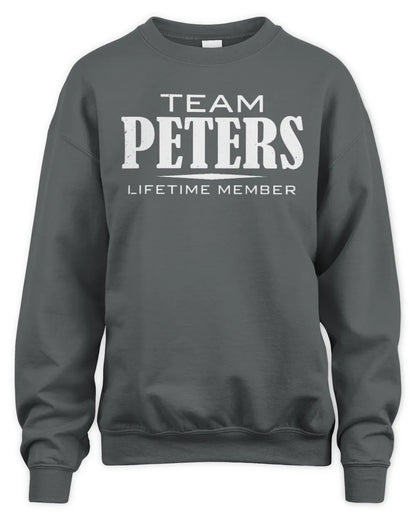 PETERS BL62-K4-128 - Personalized “Team NAME Lifetime Member” - Unisex Sweatshirt - Charcoal
