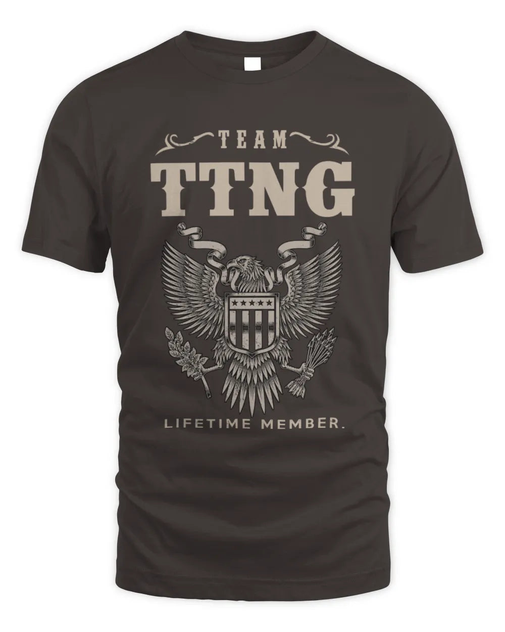 TTNG TP06-K82 – Personalized Classic Style Apparel “Team NAME Lifetime Member” - Unisex Standard T-Shirt - Dark Chocolate