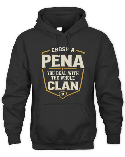 PENA NT1-K008 Cross A/An NAME, You Deal With the Whole Clan | Personalized Vintage T-Shirt - Unisex Hoodie - Black