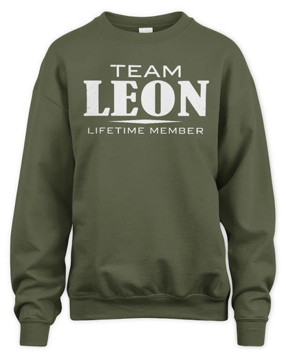 LEON BL62-K4-128 - Personalized “Team NAME Lifetime Member” - Unisex Sweatshirt - Military Green