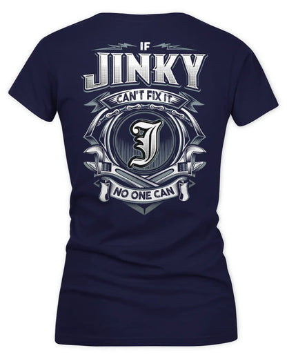 JINKY AP81-K4-626 - Personalized Ahmed Quote Apparel “If Ahmed Can't Fix It, No One Can” - Women's V-Neck T-Shirt - Navy