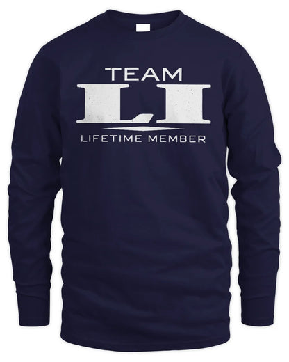 LI BL62-K4-128 - Personalized “Team NAME Lifetime Member” - Men's Long Sleeved T-Shirt - Navy