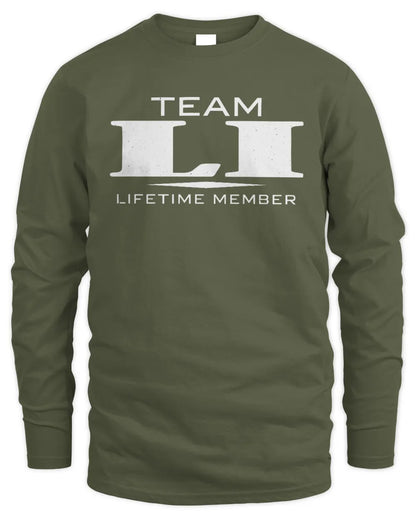 LI BL62-K4-128 - Personalized “Team NAME Lifetime Member” - Men's Long Sleeved T-Shirt - Military Green