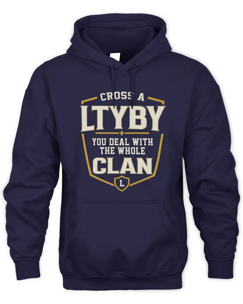 LTYBY NT1-K008 Cross A/An NAME, You Deal With the Whole Clan | Personalized Vintage T-Shirt - Unisex Hoodie - Navy