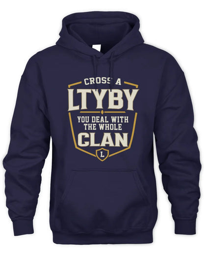 LTYBY NT1-K008 Cross A/An NAME, You Deal With the Whole Clan | Personalized Vintage T-Shirt - Unisex Hoodie - Navy