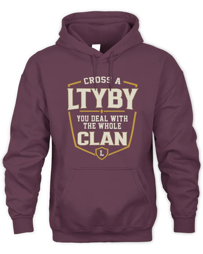 LTYBY NT1-K008 Cross A/An NAME, You Deal With the Whole Clan | Personalized Vintage T-Shirt - Unisex Hoodie - Maroon
