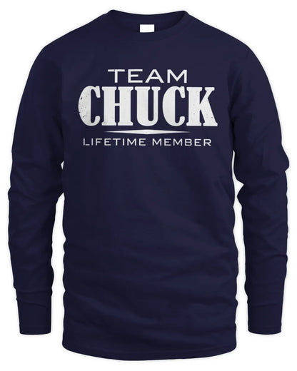 CHUCK BL62-K4-128 - Personalized “Team NAME Lifetime Member” - Men's Long Sleeved T-Shirt - Navy
