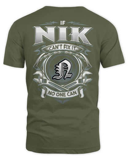 NIK AP81-K4-626 - Personalized Ahmed Quote Apparel “If Ahmed Can't Fix It, No One Can” - Unisex Standard T-Shirt - Military Green