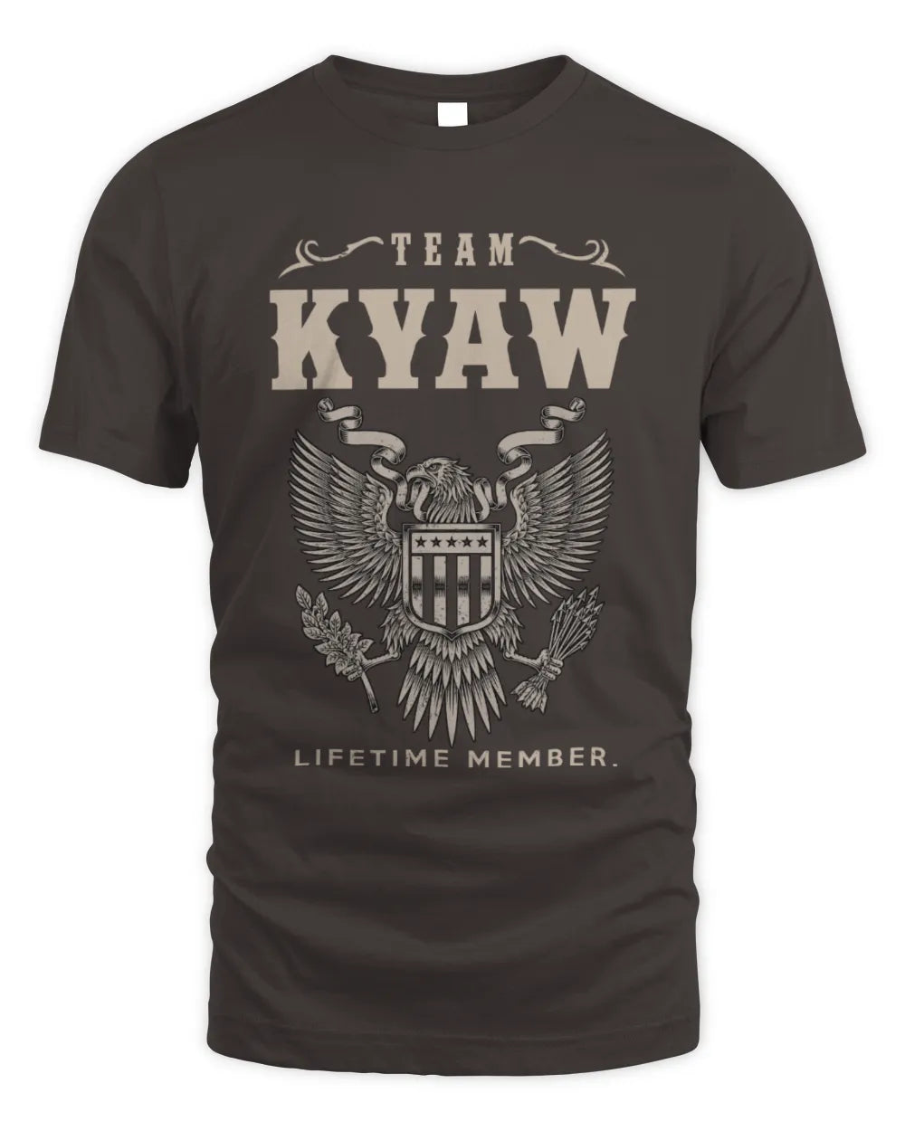 KYAW TP06-K82 – Personalized Classic Style Apparel “Team NAME Lifetime Member” - Unisex Standard T-Shirt - Dark Chocolate