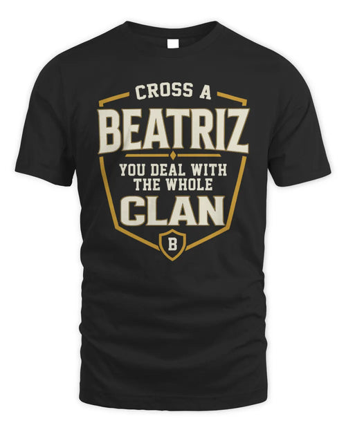 BEATRIZ NT1-K008 Cross A/An NAME, You Deal With the Whole Clan | Personalized Vintage T-Shirt - Unisex Standard T-Shirt - Black