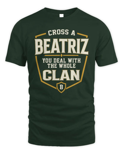 BEATRIZ NT1-K008 Cross A/An NAME, You Deal With the Whole Clan | Personalized Vintage T-Shirt - Unisex Standard T-Shirt - Forest Green