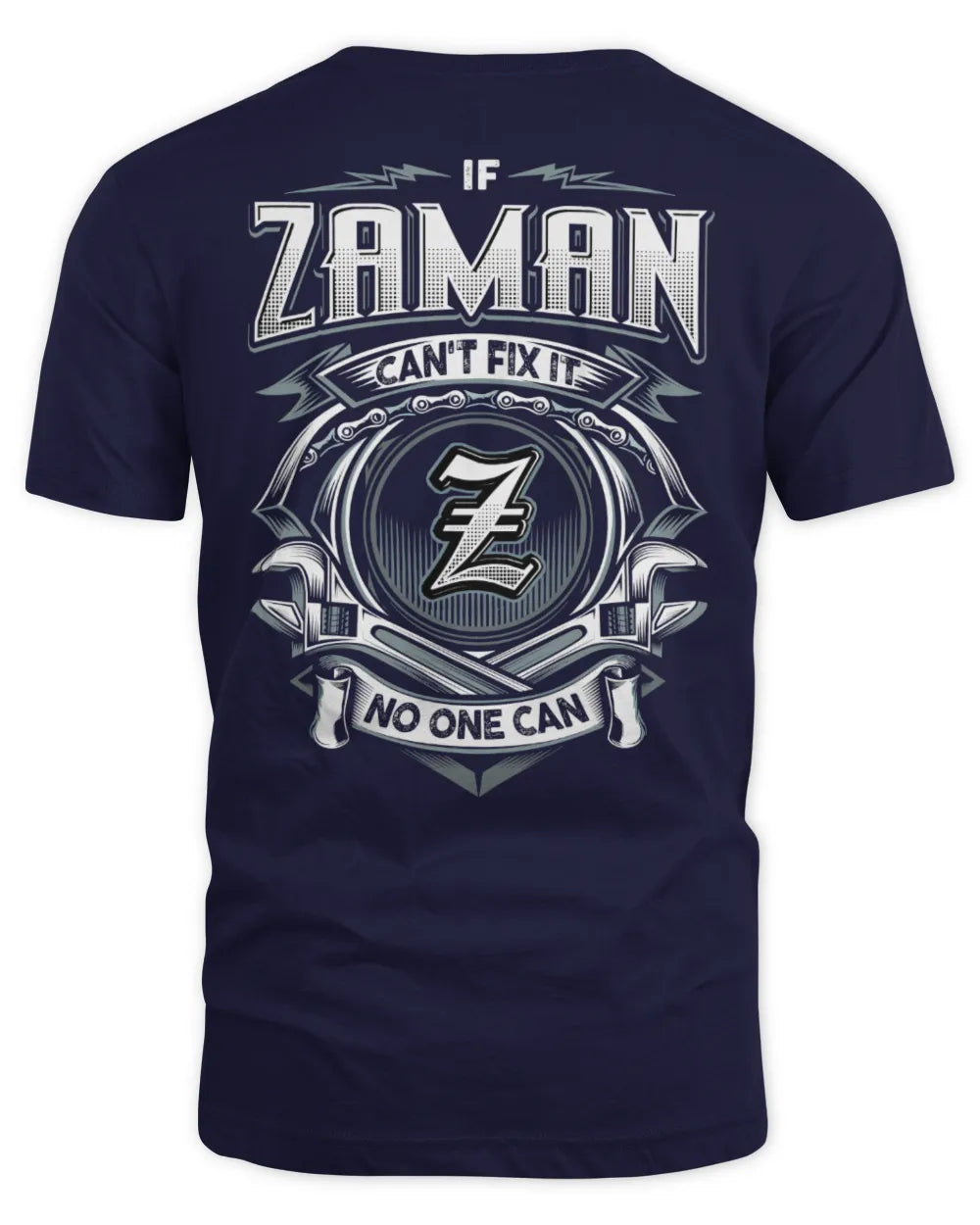 ZAMAN AP81-K4-626 - Personalized Ahmed Quote Apparel “If Ahmed Can't Fix It, No One Can” - Unisex Standard T-Shirt - Navy
