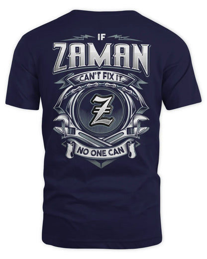 ZAMAN AP81-K4-626 - Personalized Ahmed Quote Apparel “If Ahmed Can't Fix It, No One Can” - Unisex Standard T-Shirt - Navy
