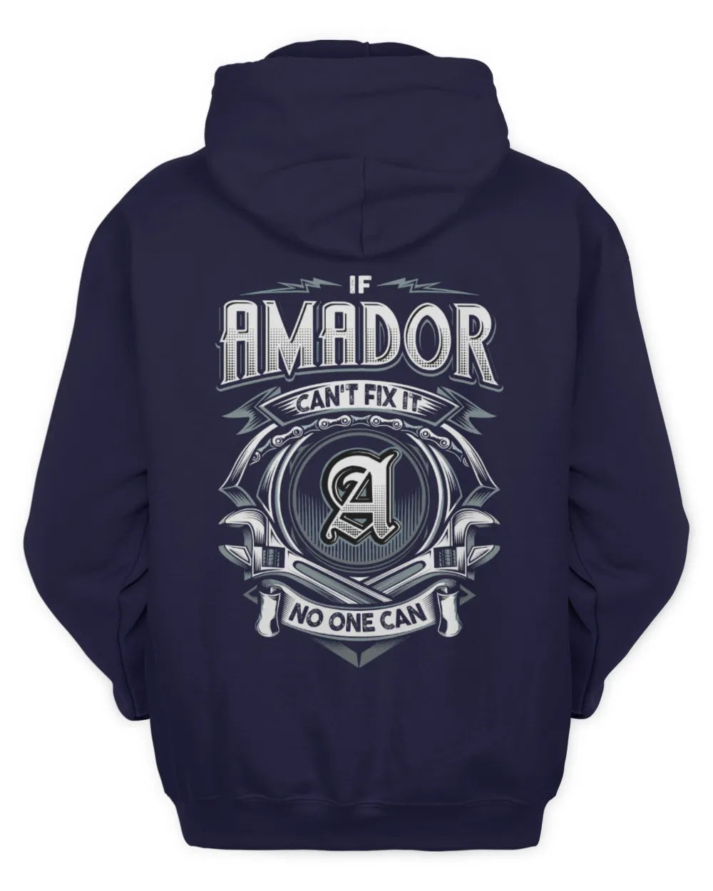 AMADOR AP81-K4-626 - Personalized Ahmed Quote Apparel “If Ahmed Can't Fix It, No One Can” - Unisex Hoodie - Navy