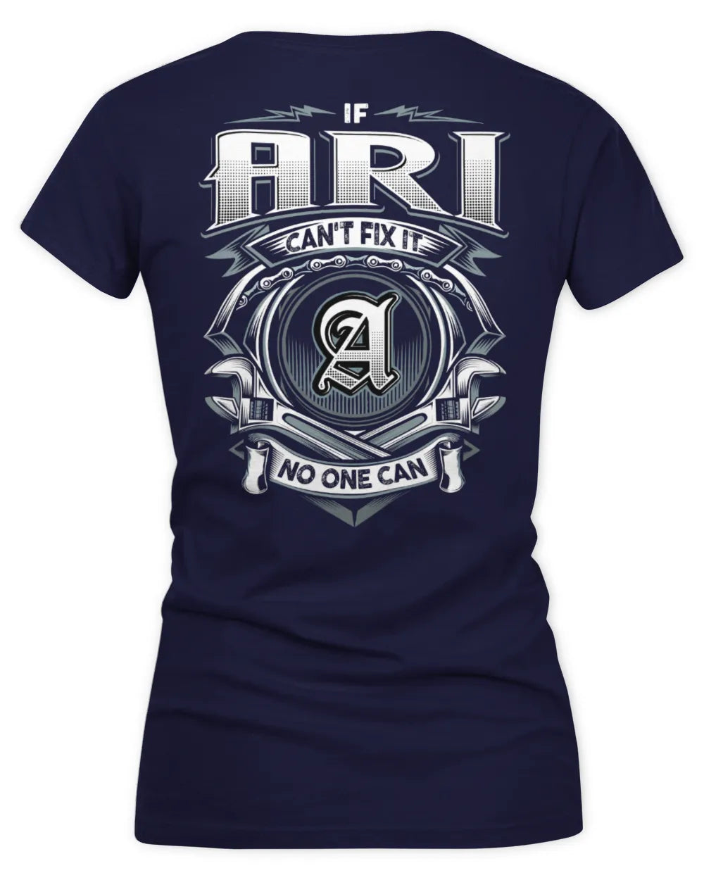 ARI AP81-K4-626 - Personalized Ahmed Quote Apparel “If Ahmed Can't Fix It, No One Can” - Women's V-Neck T-Shirt - Navy