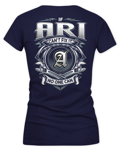 ARI AP81-K4-626 - Personalized Ahmed Quote Apparel “If Ahmed Can't Fix It, No One Can” - Women's V-Neck T-Shirt - Navy