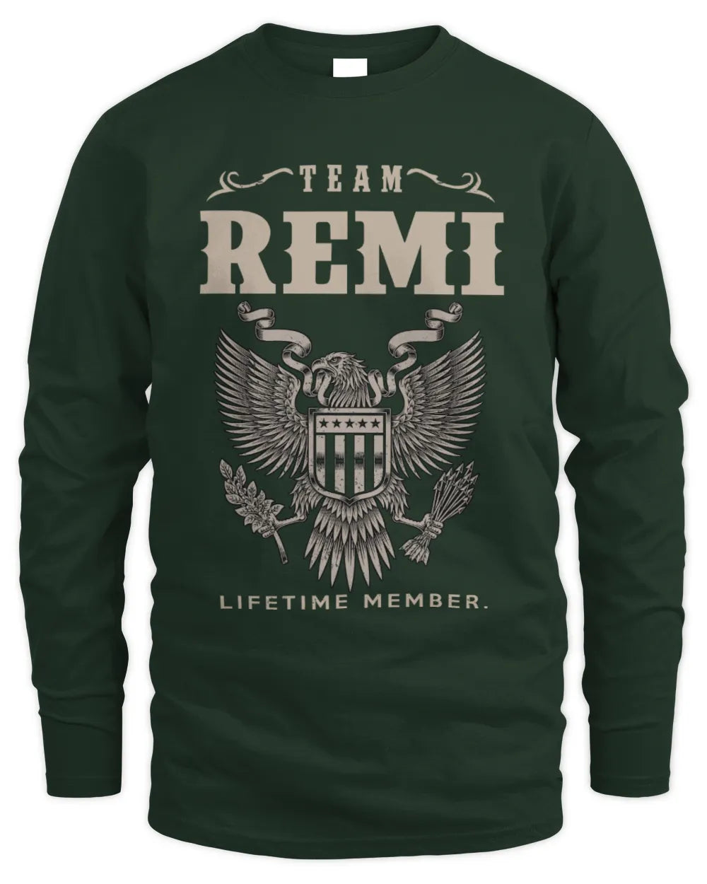 REMI TP06-K82 – Personalized Classic Style Apparel “Team NAME Lifetime Member” - Men's Long Sleeved T-Shirt - Forest Green