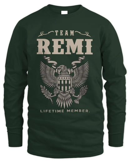 REMI TP06-K82 – Personalized Classic Style Apparel “Team NAME Lifetime Member” - Men's Long Sleeved T-Shirt - Forest Green