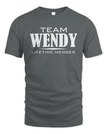 WENDY BL62-K4-128 - Personalized “Team NAME Lifetime Member” - Unisex Standard T-Shirt - Charcoal