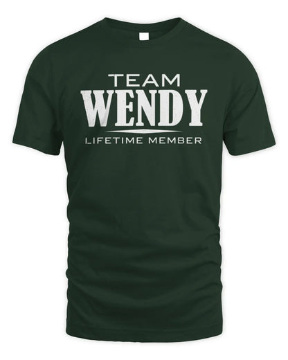 WENDY BL62-K4-128 - Personalized “Team NAME Lifetime Member” - Unisex Standard T-Shirt - Forest Green