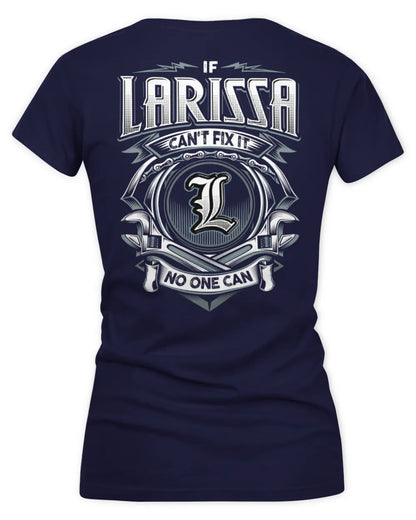 LARISSA AP81-K4-626 - Personalized Ahmed Quote Apparel “If Ahmed Can't Fix It, No One Can” - Women's V-Neck T-Shirt - Navy