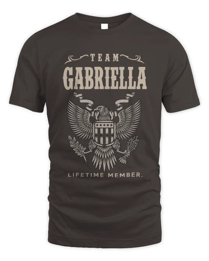 GABRIELLA TP06-K82 – Personalized Classic Style Apparel “Team NAME Lifetime Member” - Unisex Standard T-Shirt - Dark Chocolate