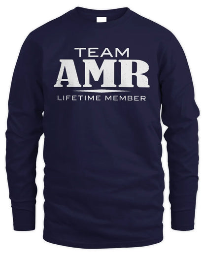 AMR BL62-K4-128 - Personalized “Team NAME Lifetime Member” - Men's Long Sleeved T-Shirt - Navy