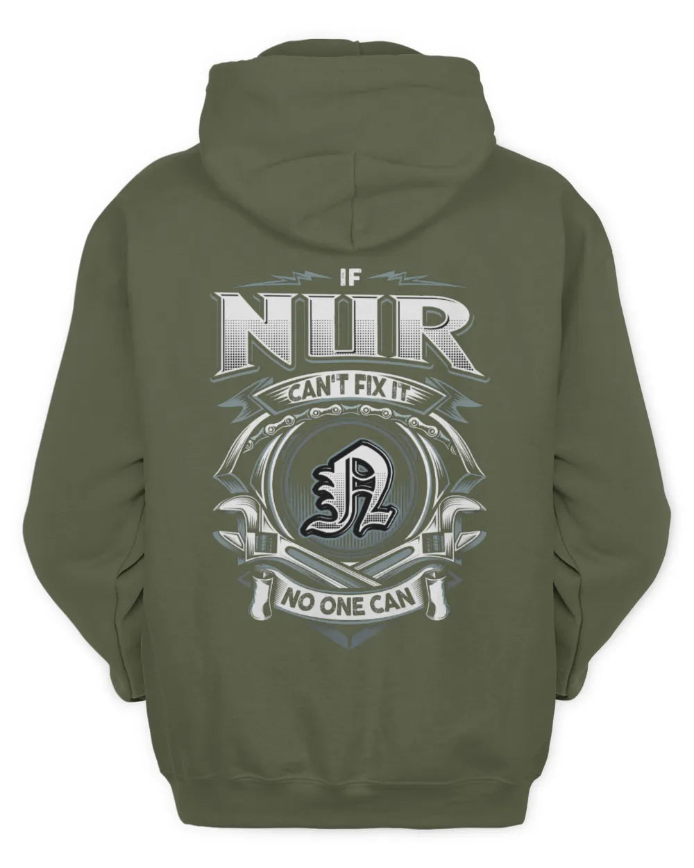 NUR AP81-K4-626 - Personalized Ahmed Quote Apparel “If Ahmed Can't Fix It, No One Can” - Unisex Hoodie - Military Green