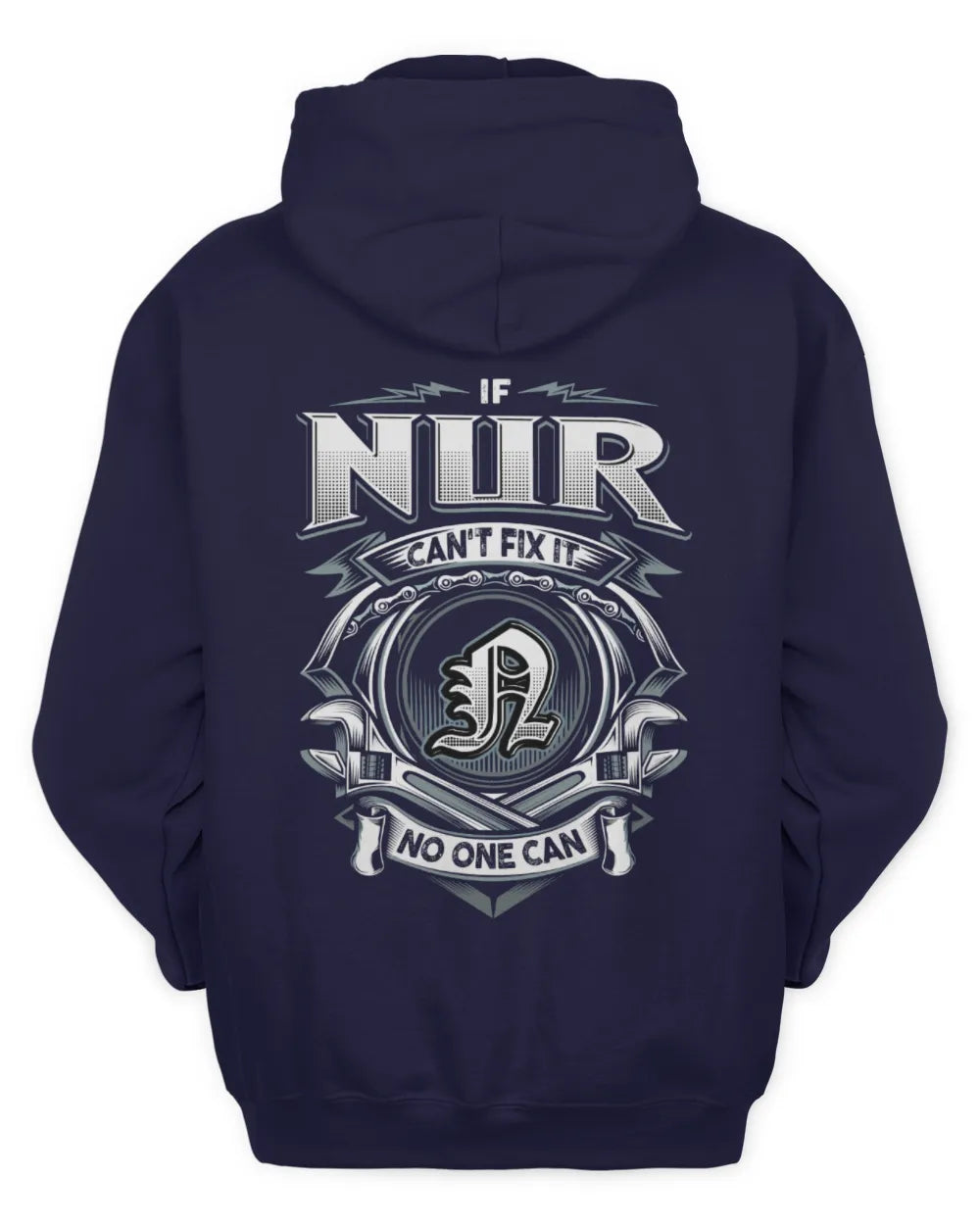 NUR AP81-K4-626 - Personalized Ahmed Quote Apparel “If Ahmed Can't Fix It, No One Can” - Unisex Hoodie - Navy