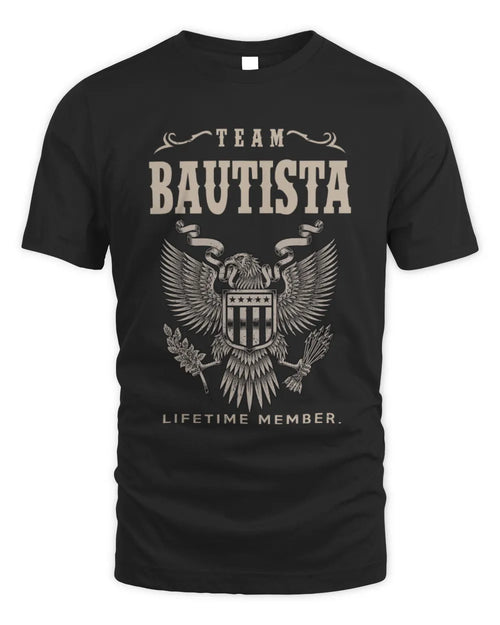 BAUTISTA TP06-K82 – Personalized Classic Style Apparel “Team NAME Lifetime Member” - Unisex Standard T-Shirt - Black