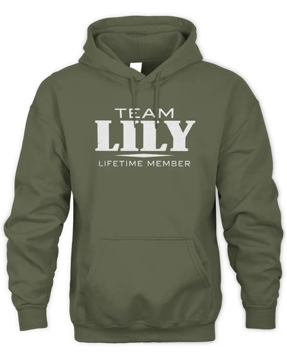 LILY BL62-K4-128 - Personalized “Team NAME Lifetime Member” - Unisex Hoodie - Military Green