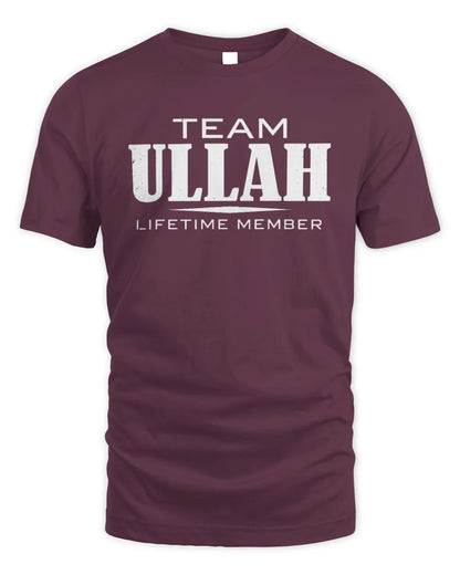 ULLAH BL62-K4-128 - Personalized “Team NAME Lifetime Member” - Unisex Standard T-Shirt - Maroon