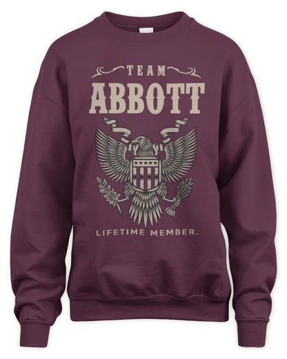 ABBOTT TP06-K82 – Personalized Classic Style Apparel “Team NAME Lifetime Member” - Unisex Sweatshirt - Maroon