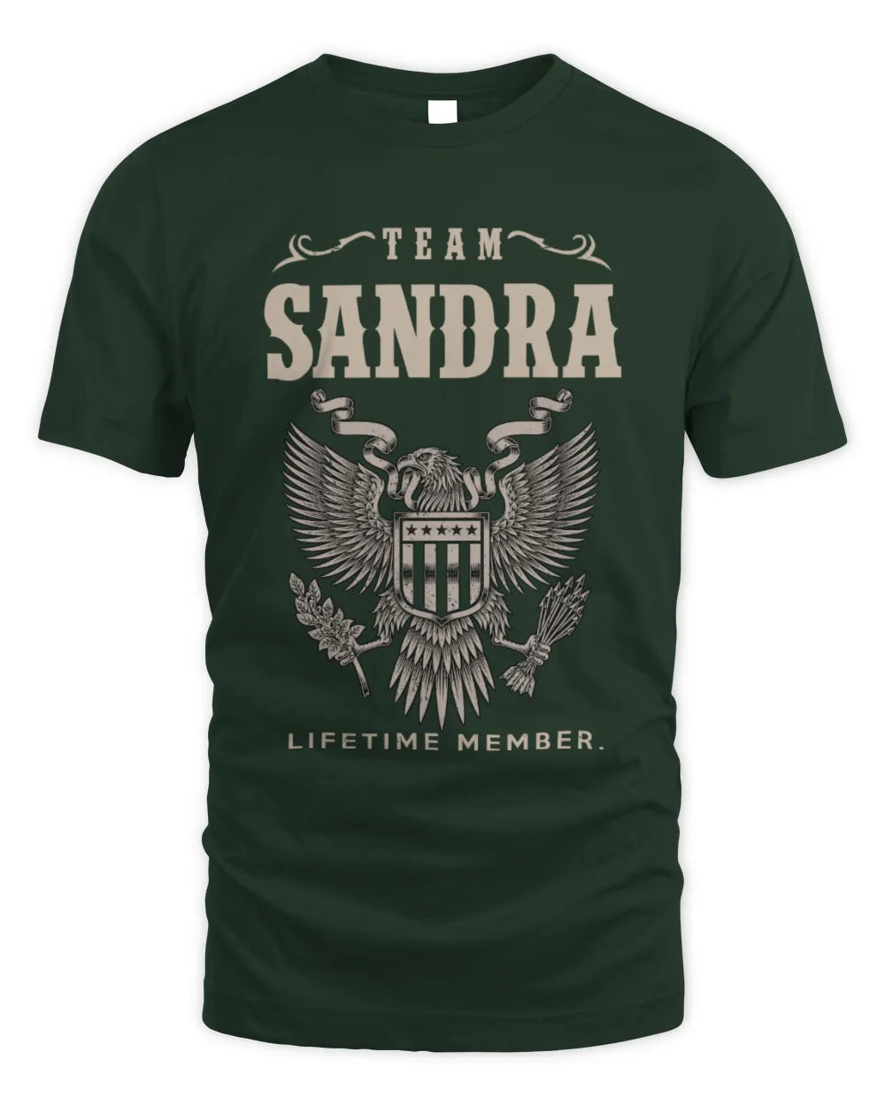 SANDRA TP06-K82 – Personalized Classic Style Apparel “Team NAME Lifetime Member” - Unisex Standard T-Shirt - Forest Green