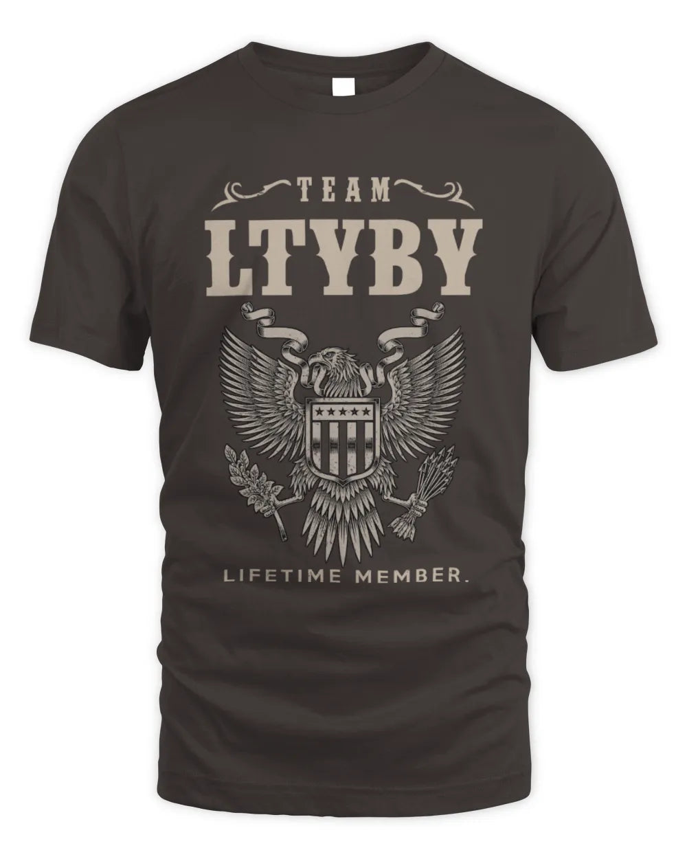 LTYBY TP06-K82 – Personalized Classic Style Apparel “Team NAME Lifetime Member” - Unisex Standard T-Shirt - Dark Chocolate