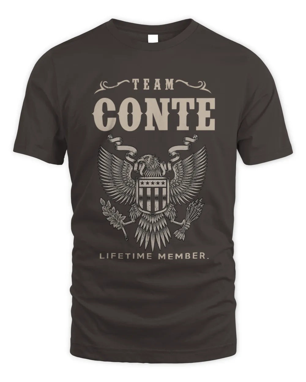 CONTE TP06-K82 – Personalized Classic Style Apparel “Team NAME Lifetime Member” - Unisex Standard T-Shirt - Dark Chocolate