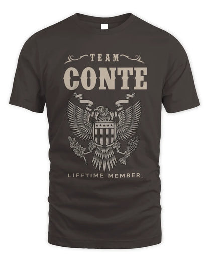 CONTE TP06-K82 – Personalized Classic Style Apparel “Team NAME Lifetime Member” - Unisex Standard T-Shirt - Dark Chocolate