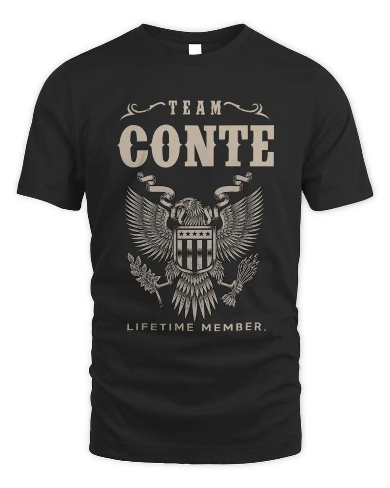 CONTE TP06-K82 – Personalized Classic Style Apparel “Team NAME Lifetime Member” - Unisex Standard T-Shirt - Black
