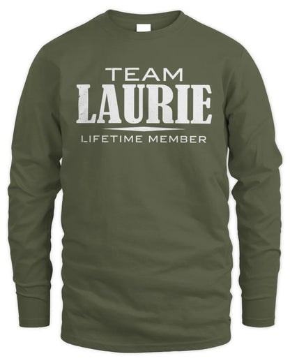 LAURIE BL62-K4-128 - Personalized “Team NAME Lifetime Member” - Men's Long Sleeved T-Shirt - Military Green