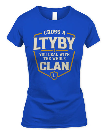 LTYBY NT1-K008 Cross A/An NAME, You Deal With the Whole Clan | Personalized Vintage T-Shirt - Women's Standard T-Shirt - Royal